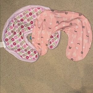 Pink Floral and Arrow Patterned Boppy Pillow covers